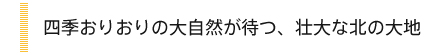 四季おりおりの大自然が待つ、壮大な北の大地