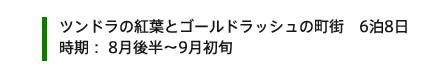 ツンドラの紅葉とゴールドラッシュの街　6泊8日