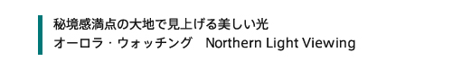 秘境感満点の大地で見上げる美しい光　オーロラ・ウォッチング　N  rthern Light Viewing