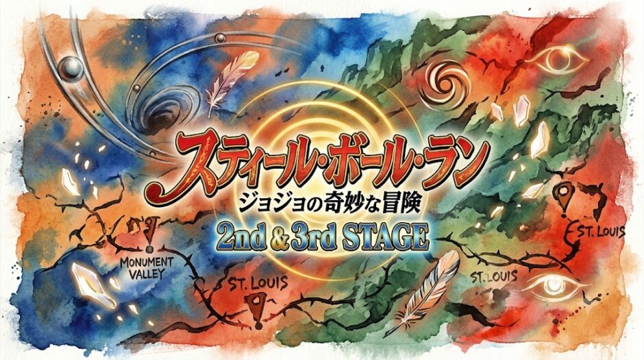 「スティール・ボール・ラン ジョジョの奇妙な冒険 2nd & 3rd STAGE」の見逃し配信をお得に全話見るにはどこで見れる？・再放送はいつ？アイキャッチ