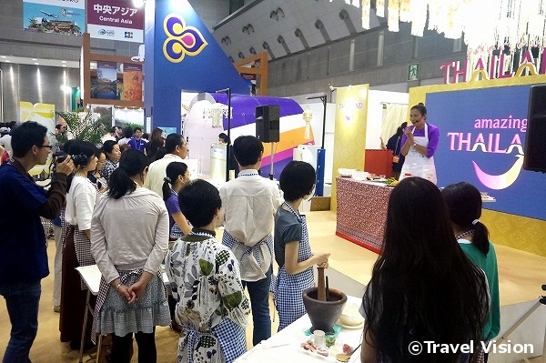 タイ国政府観光庁のブースでは料理教室を開講。そのほかにムエタイの試合なども実施した